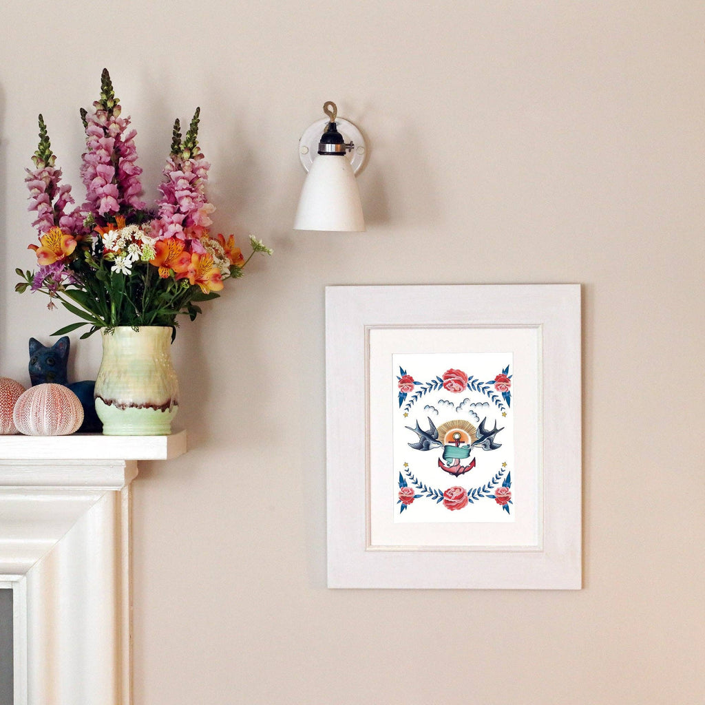 Swallows & Anchor Art Print - 11.75 x 8.25 - Freshie & Zero Studio Shop