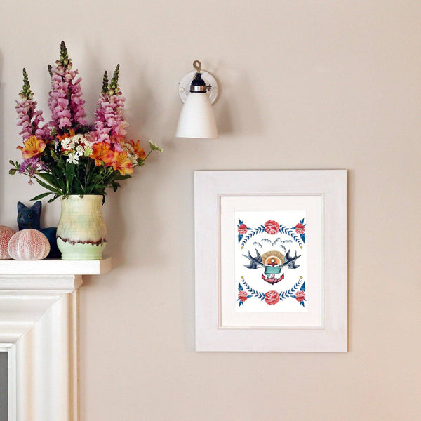 Swallows & Anchor Art Print - 11.75 x 8.25 - Freshie & Zero Studio Shop