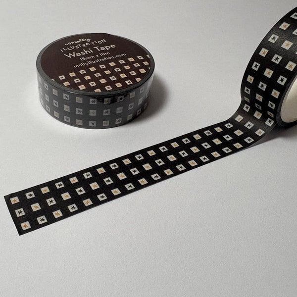 Black and White Checked Stars Washi Tape  - Freshie & Zero Studio Shop