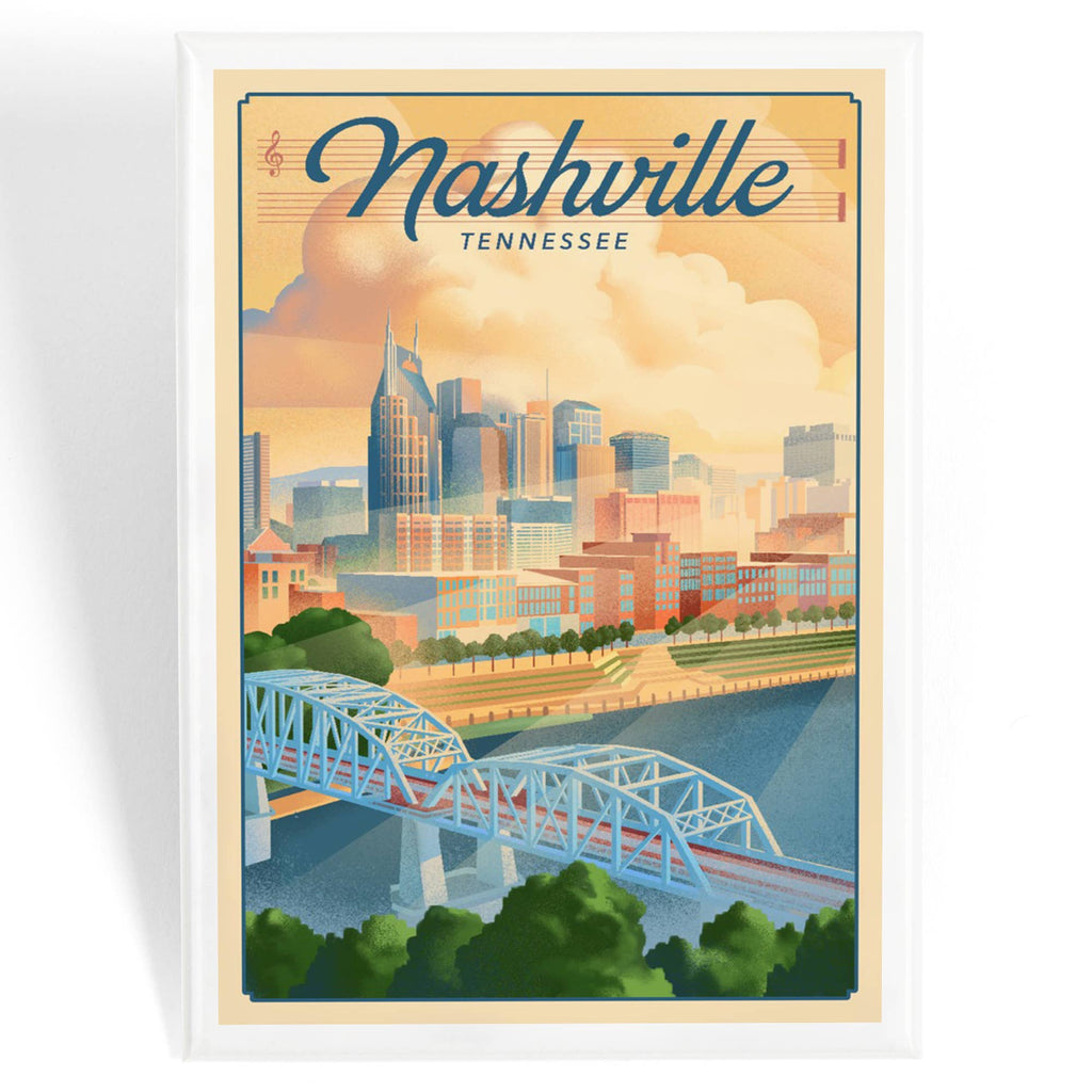 Nashville River Bridge Cityscape Magnet - Freshie & Zero Studio Shop