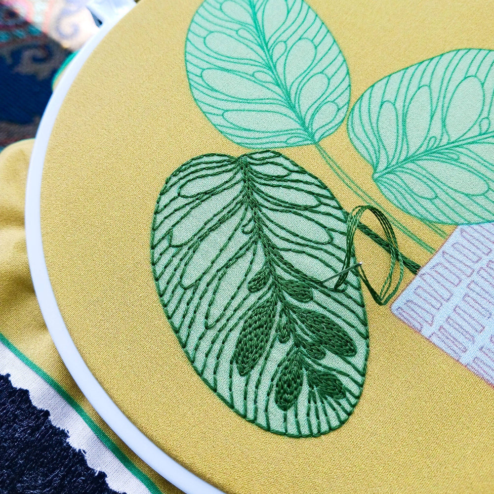 Peacock Plant Embroidery kit - Freshie & Zero Studio Shop