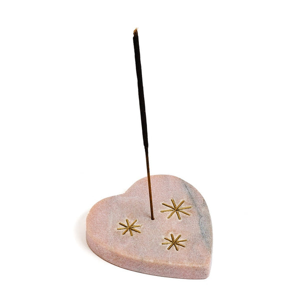 Heart Incense Holder Jaipuri Pink Carved Marble - Freshie & Zero Studio Shop
