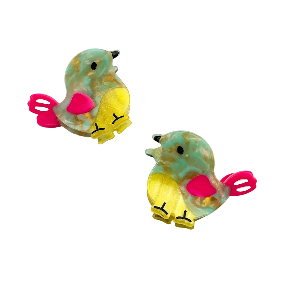 🐦 Mini Bird Cute & Whimsical Animal Acetate Hair Claw Clip: Yellow - Freshie & Zero Studio Shop