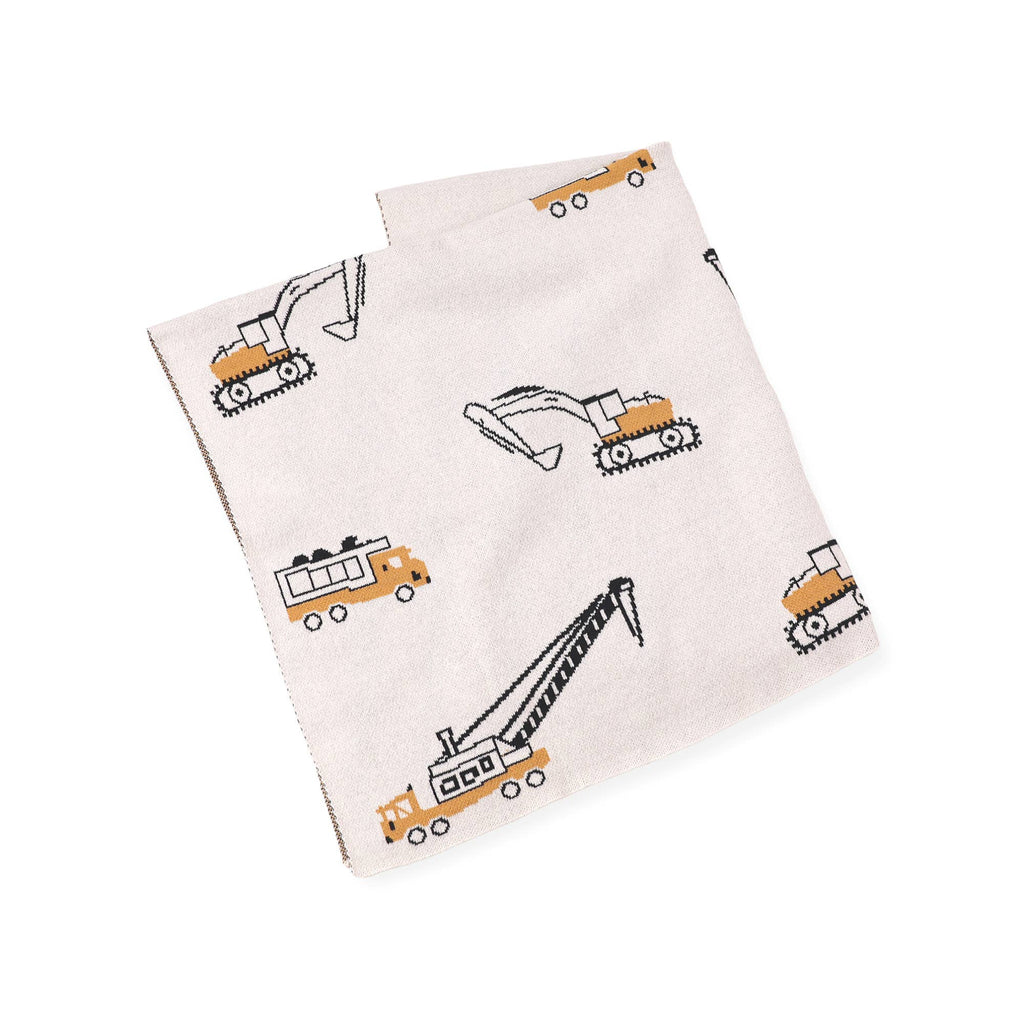 Organic Cotton Baby Blanket - Trucks - Freshie & Zero Studio Shop