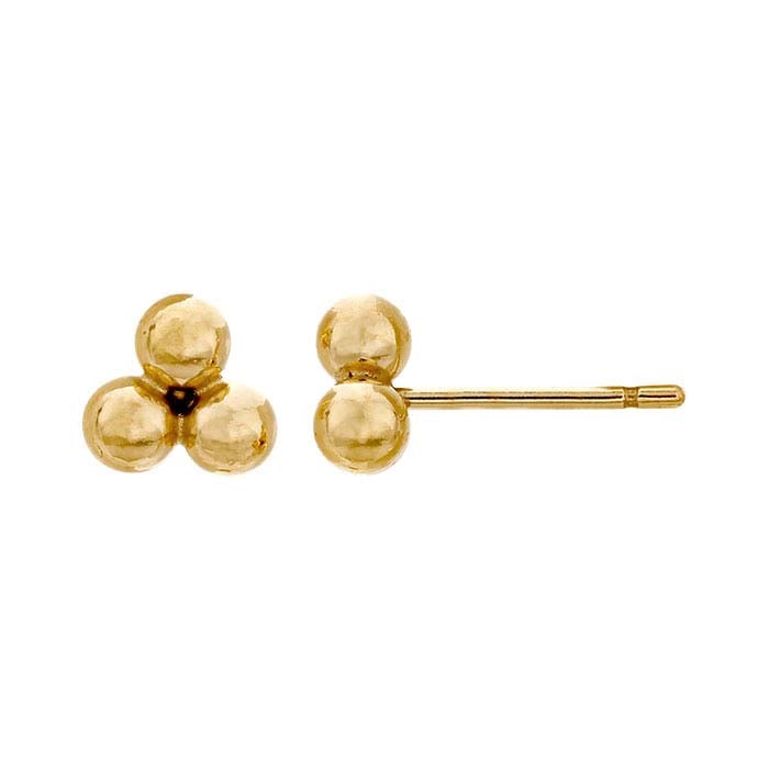 Triple Bead Gold Stud Earrings - Freshie & Zero Studio Shop