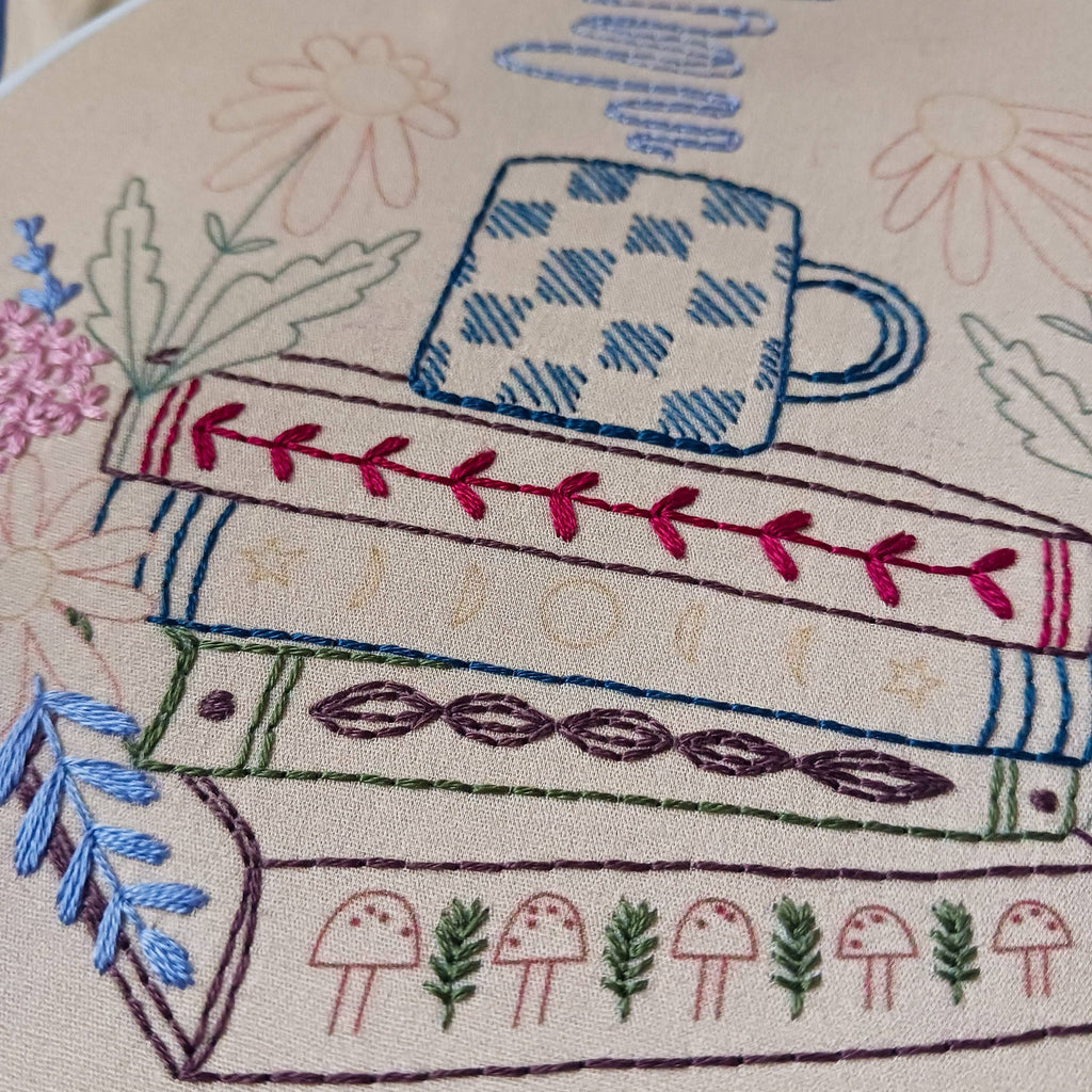 Book Stack Embroidery Kit by Cozyblue - Freshie & Zero Studio Shop