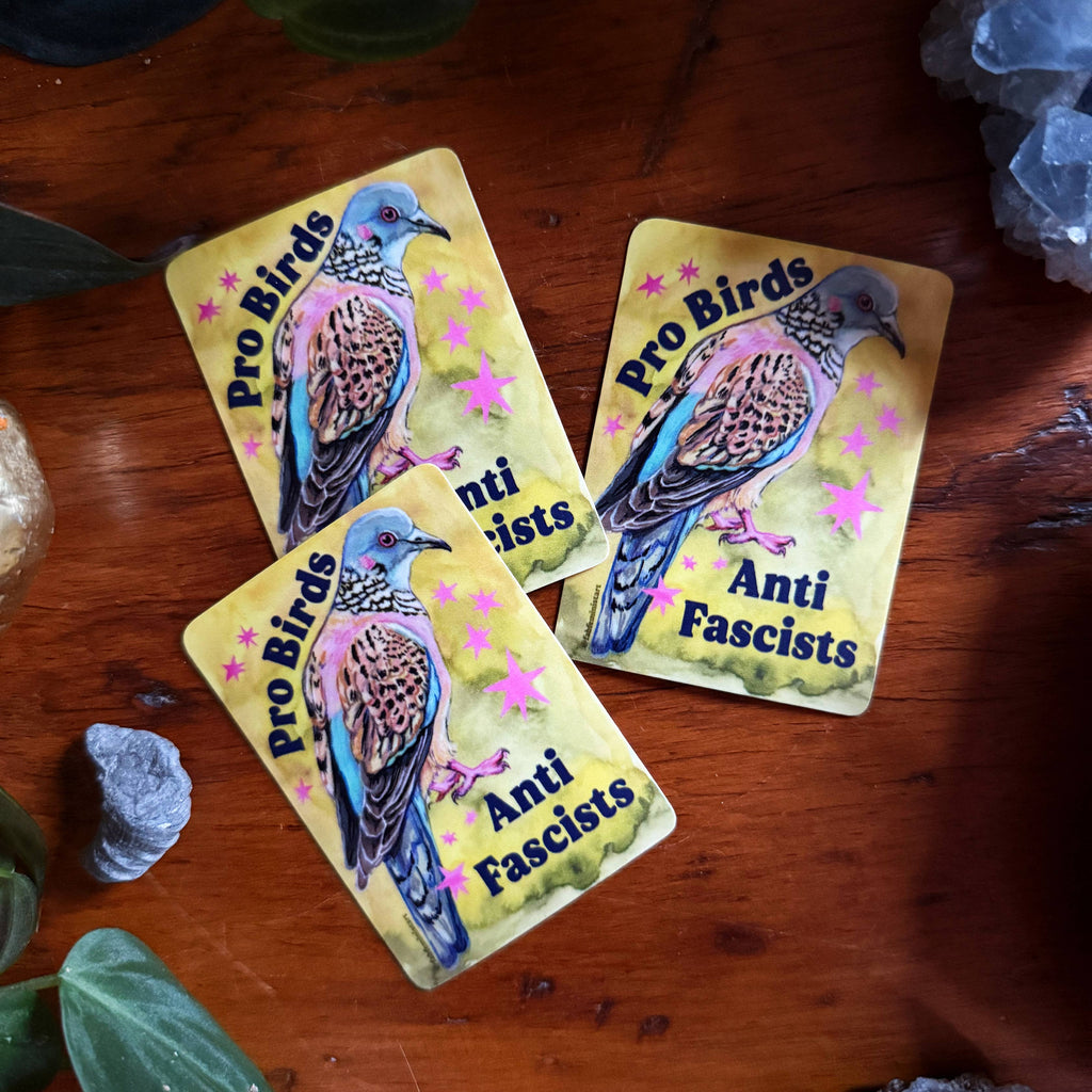 Pro Birds Anti Fascists Emotional Bird Vinyl Sticker - Freshie & Zero Studio Shop