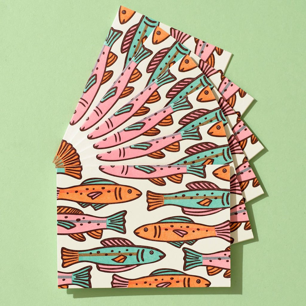 Colorful Fish: Letterpress Card Box Set of 6 by Shorthand Press - Freshie & Zero Studio Shop