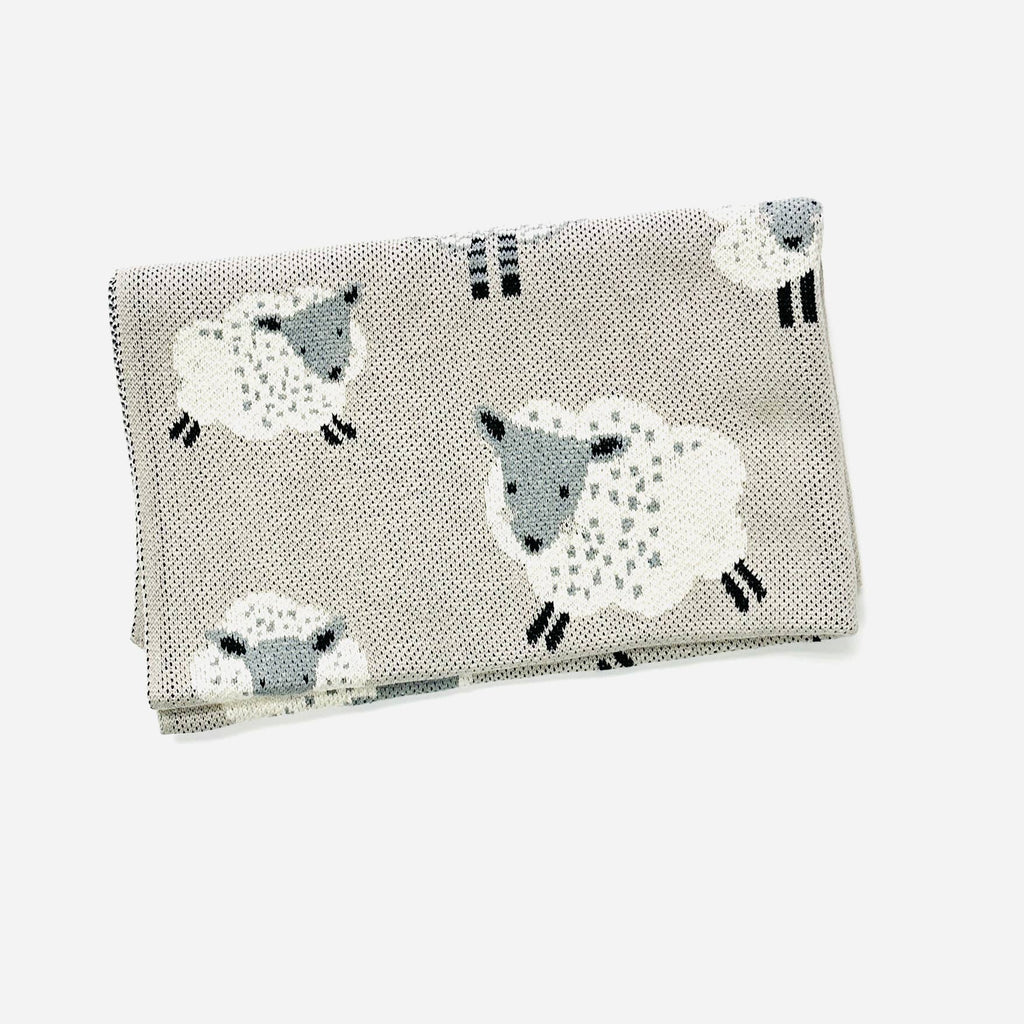Organic Cotton 3D Knit Baby Blanket - Happy Sheep | Medium Weight - Freshie & Zero Studio Shop