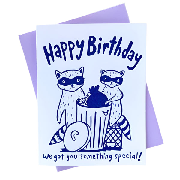 Raccoons + Trash Happy Birthday Card - Freshie & Zero Studio Shop
