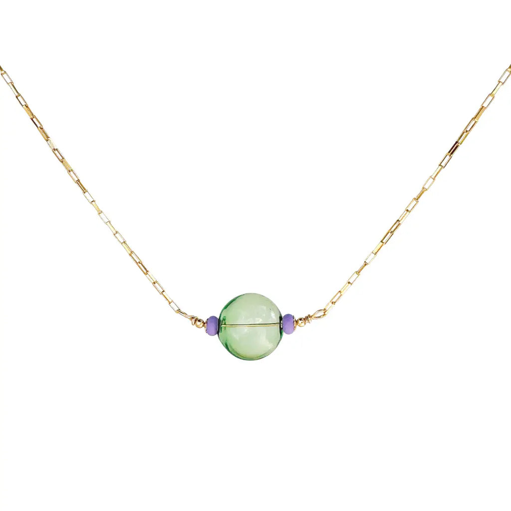 Orb Artisan Glass Necklace - green - Freshie & Zero Studio Shop