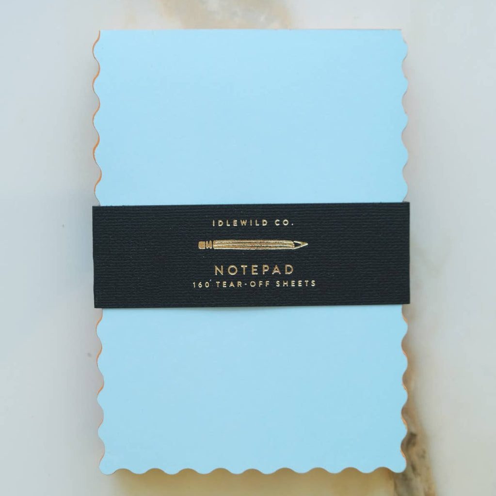 Mini Wave Shaped Notepad | Sky + Tangerine Edge - Freshie & Zero Studio Shop