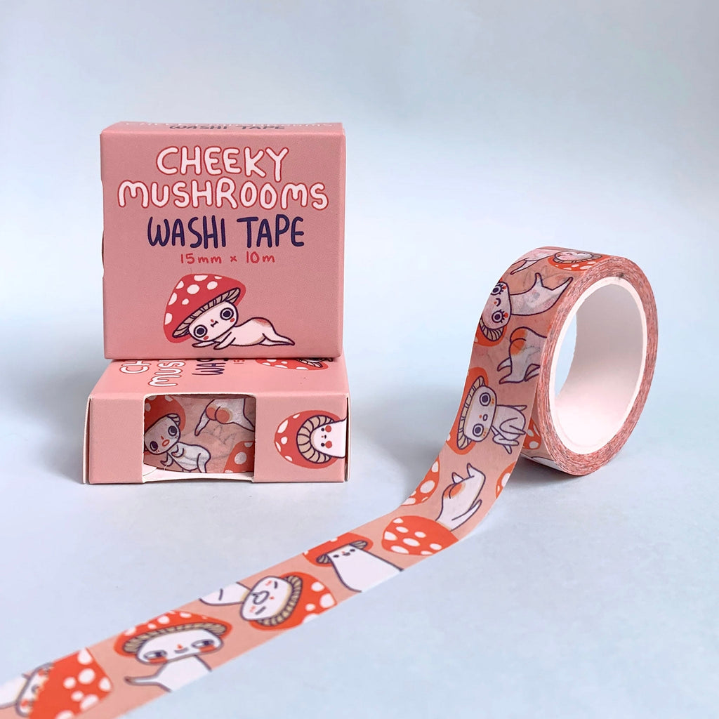 Cheeky Mushroom Pals Pink Washi Tape - Freshie & Zero Studio Shop