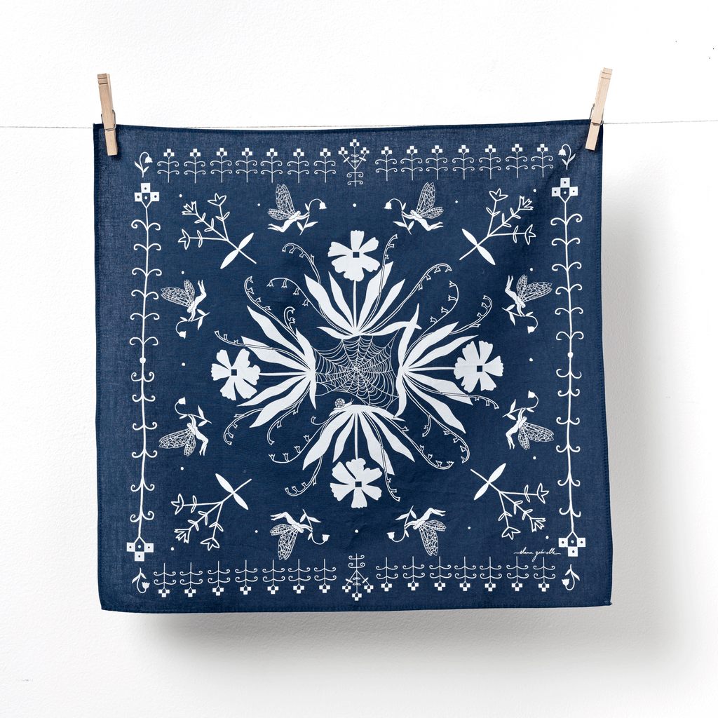 Hedgerow Bandana - Fairy, Floral, Graphic Print & Gift - Freshie & Zero Studio Shop