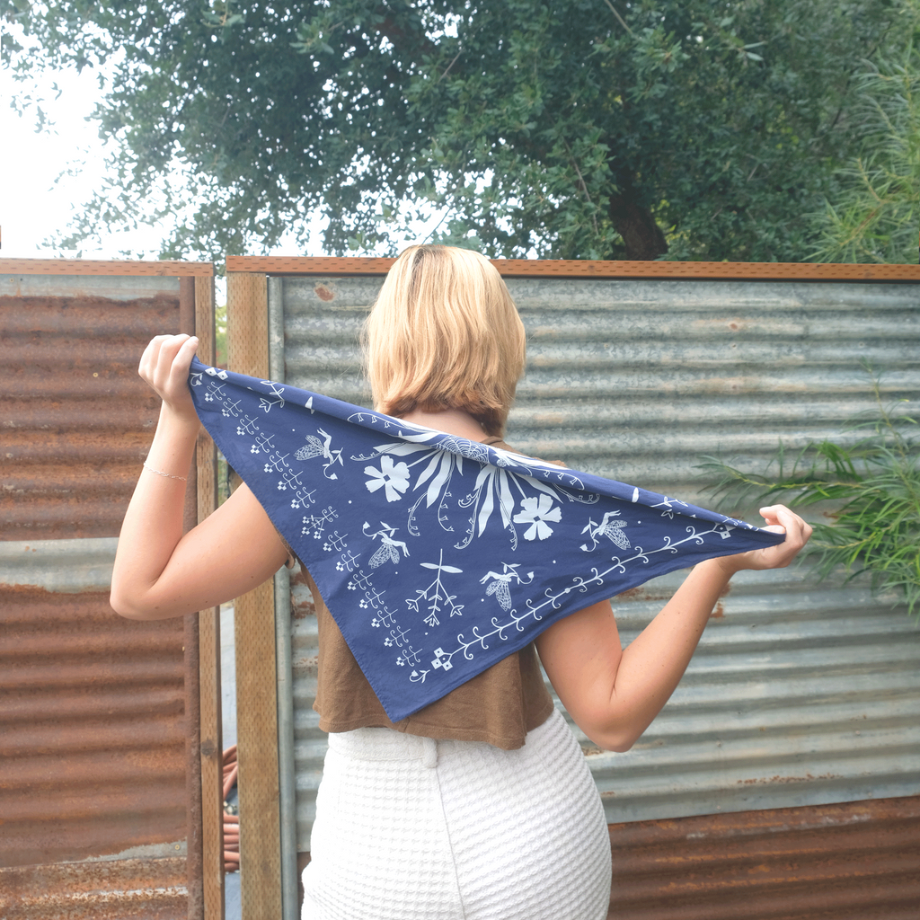 Hedgerow Bandana - Fairy, Floral, Graphic Print & Gift - Freshie & Zero Studio Shop