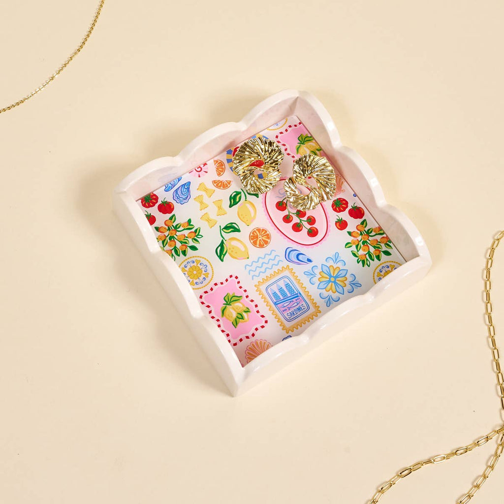 Italian Summer Scalloped Trinket Tray - Freshie & Zero Studio Shop