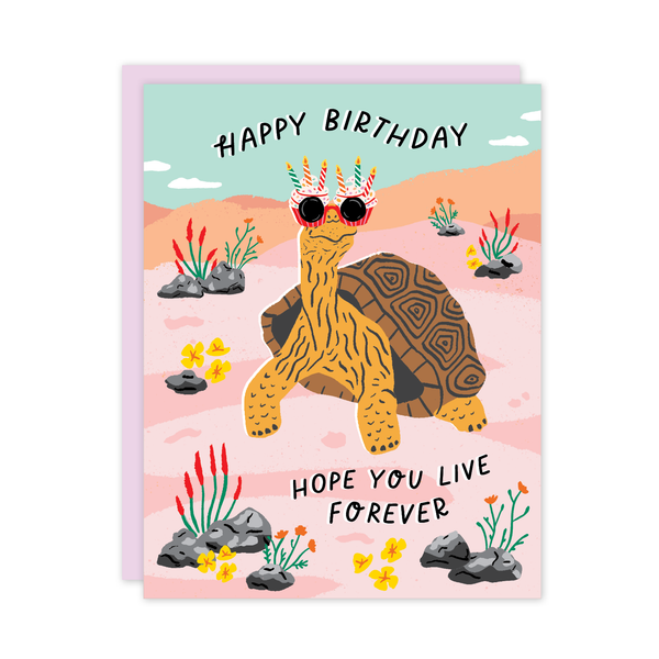 Hope You Live Forever Tortoise - Birthday Card - Freshie & Zero Studio Shop