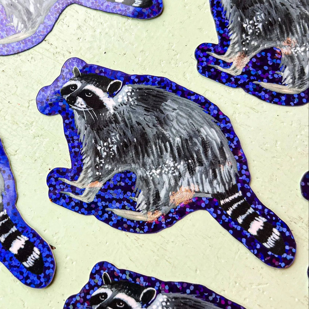 Glitter Raccoon Sticker - Freshie & Zero Studio Shop
