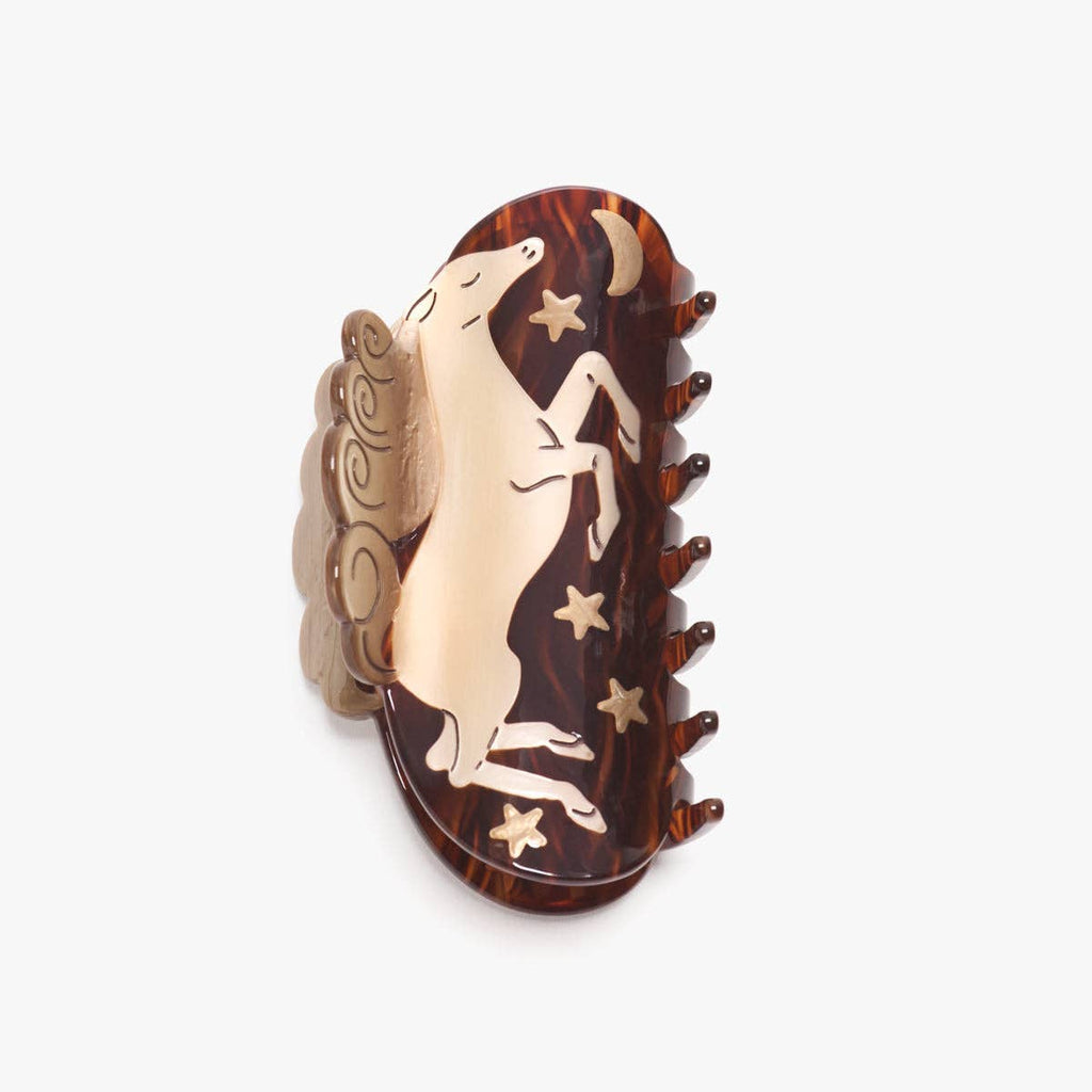 Wild At Heart White Horse Moon Stars Acetate Hair Claw Clip - Freshie & Zero Studio Shop