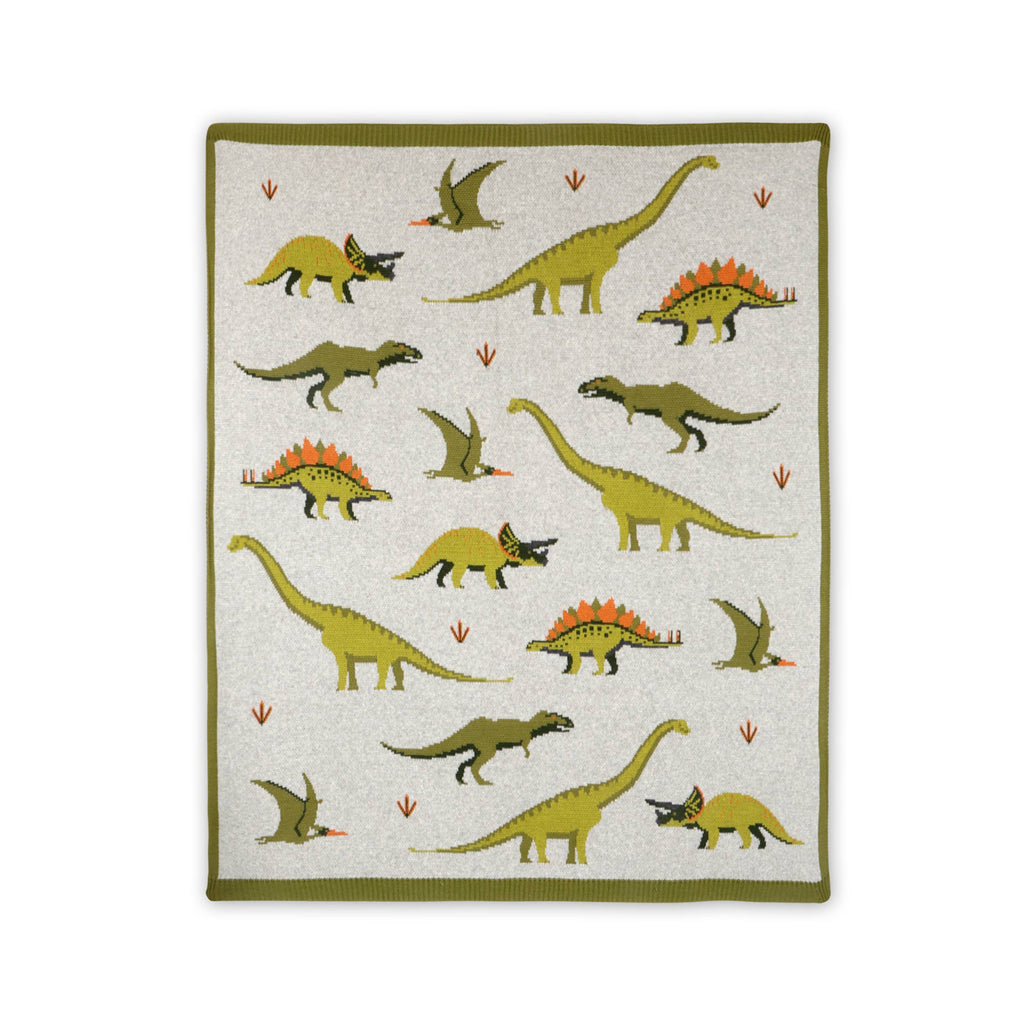 Organic Cotton Baby Blanket - Dinosaurs - Freshie & Zero Studio Shop