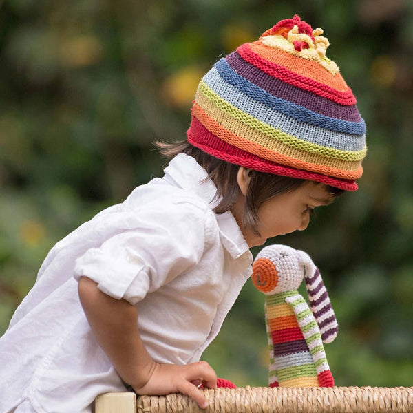 Handmade Rainbow Stripe Baby Beanie Hats - Freshie & Zero Studio Shop