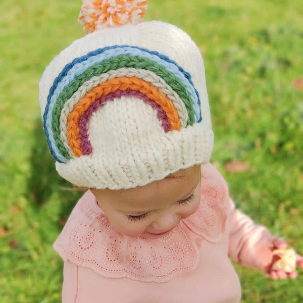 Handmade Merino Wool Knit Rainbow Children's Beanie - Freshie & Zero Studio Shop