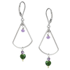 Silver Fan Earrings - green jade - Freshie & Zero Studio Shop