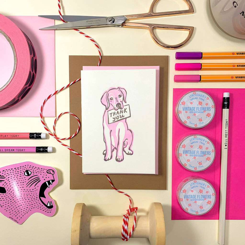 Pink Dog Thank You Card - Freshie & Zero Studio Shop