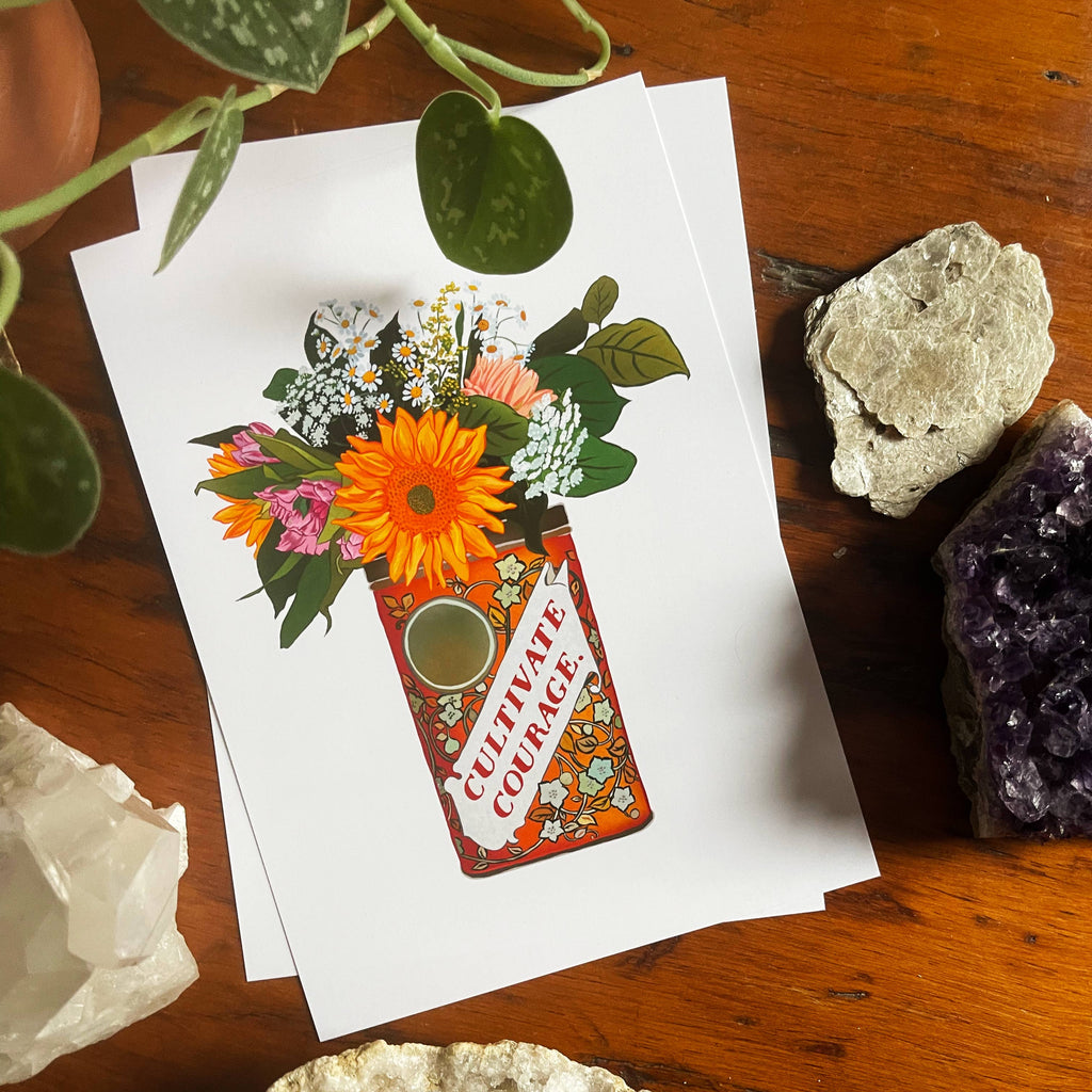 Feminist Art Print: Cultivate Courage: 5x7 - Freshie & Zero Studio Shop