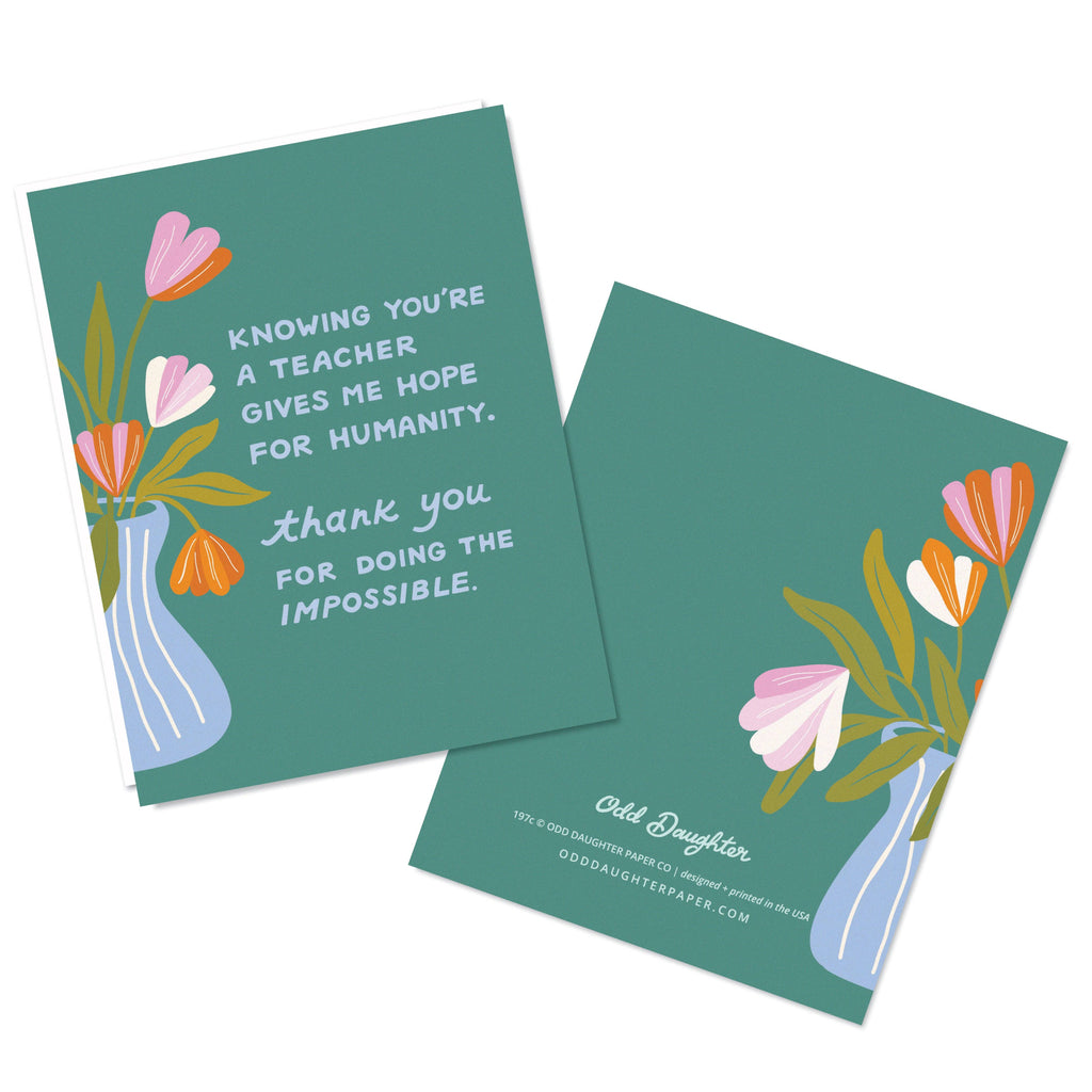 Hope for Humanity - Teacher Appreciation Card - Freshie & Zero Studio Shop