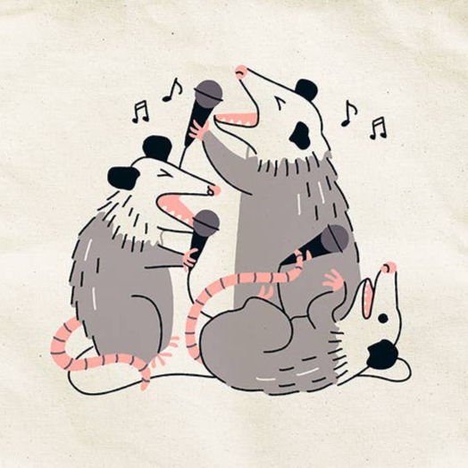 Karaoke Possums Canvas Tote Bag - Freshie & Zero Studio Shop