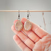 Nude Pink Oval Earrings with Gold Checkered Lines - Freshie & Zero Studio Shop