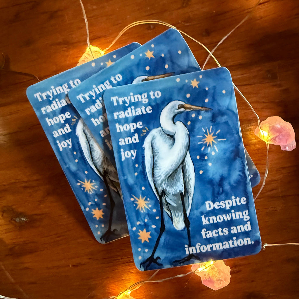 Trying to radiate joy despite knowing facts Vinyl Sticker - Freshie & Zero Studio Shop