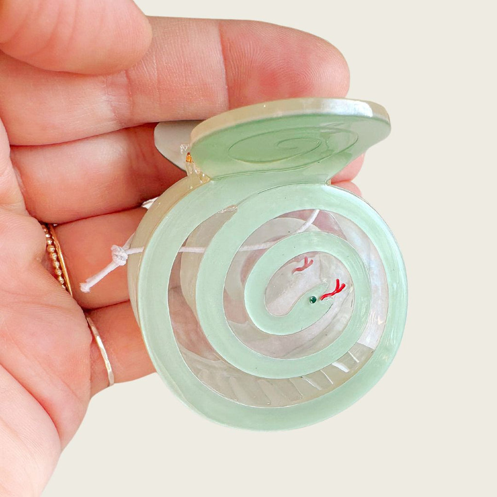 Ladon Spiral Green Snake Hair Claw by Winona Irene - Freshie & Zero Studio Shop