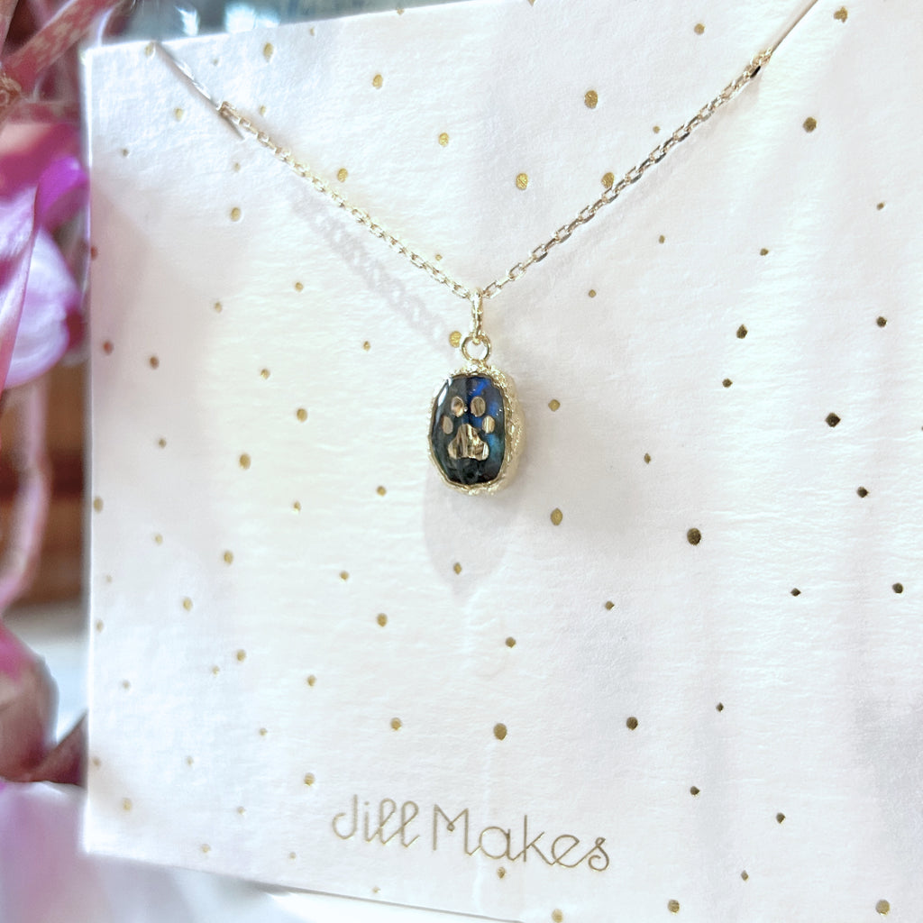 Paw Print Gemstone Necklace by Jill Makes - Freshie & Zero Studio Shop
