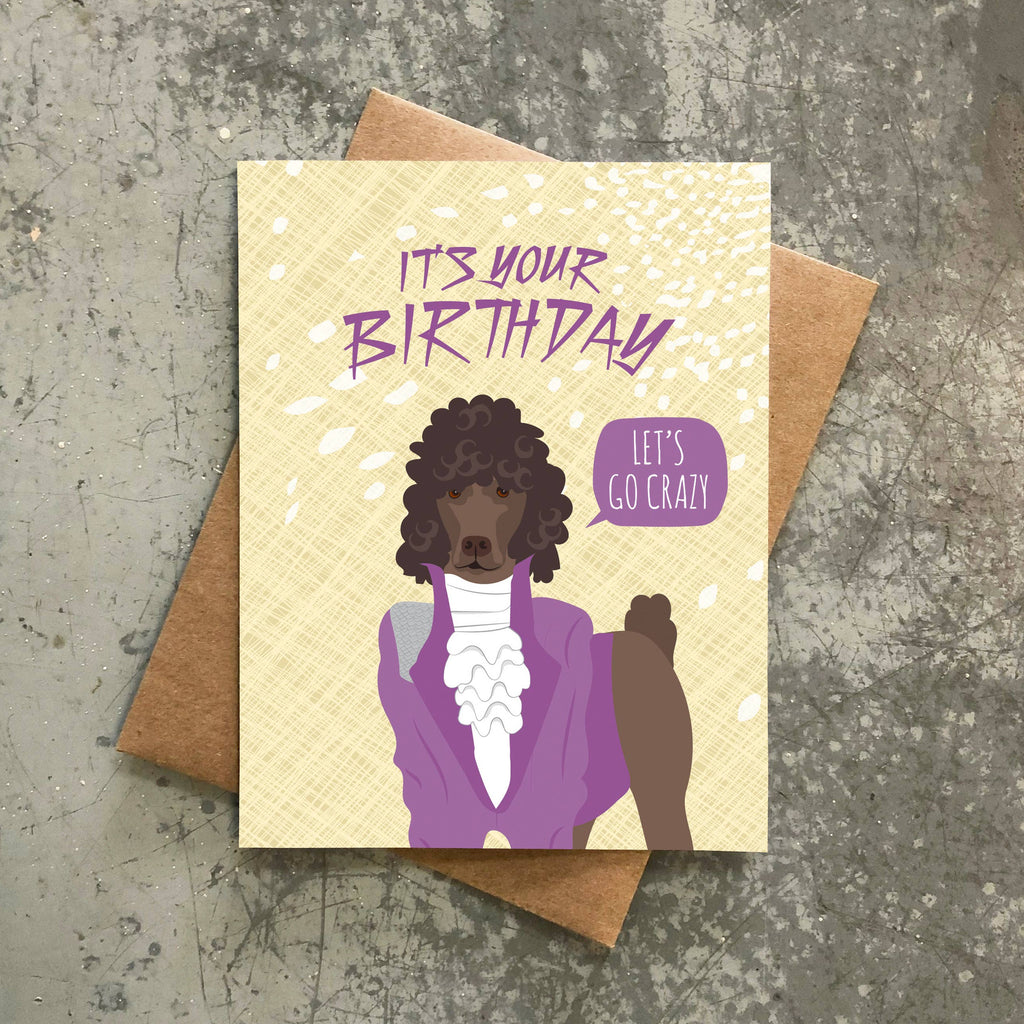 Prince Poodle Birthday Card - Freshie & Zero Studio Shop
