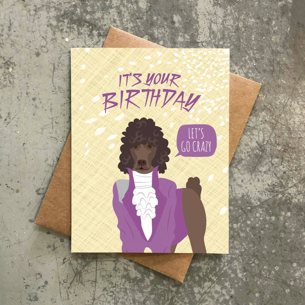 Prince Poodle Birthday Card - Freshie & Zero Studio Shop