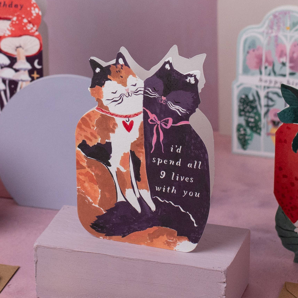 Nine Lives Cat Anniversary Card - Freshie & Zero Studio Shop