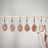 Nude Pink Oval Earrings with Gold Checkered Lines - Freshie & Zero Studio Shop