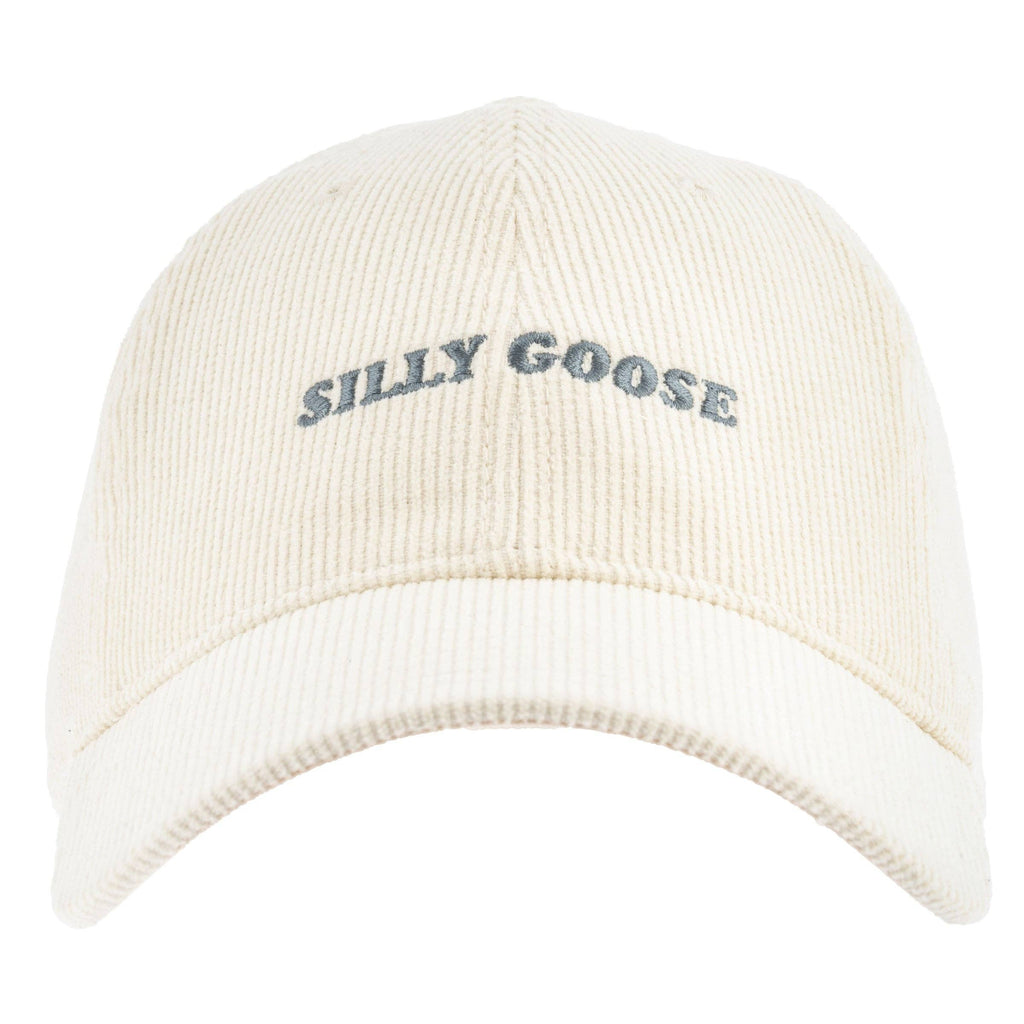 Silly Goose White Corduroy Baseball Hat - Freshie & Zero Studio Shop