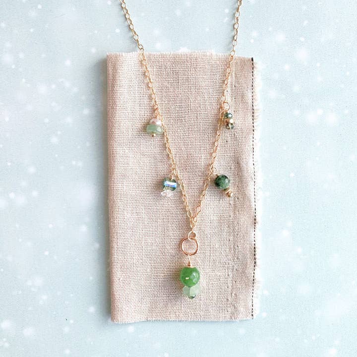 green seascape gemstone charm necklace - Freshie & Zero Studio Shop