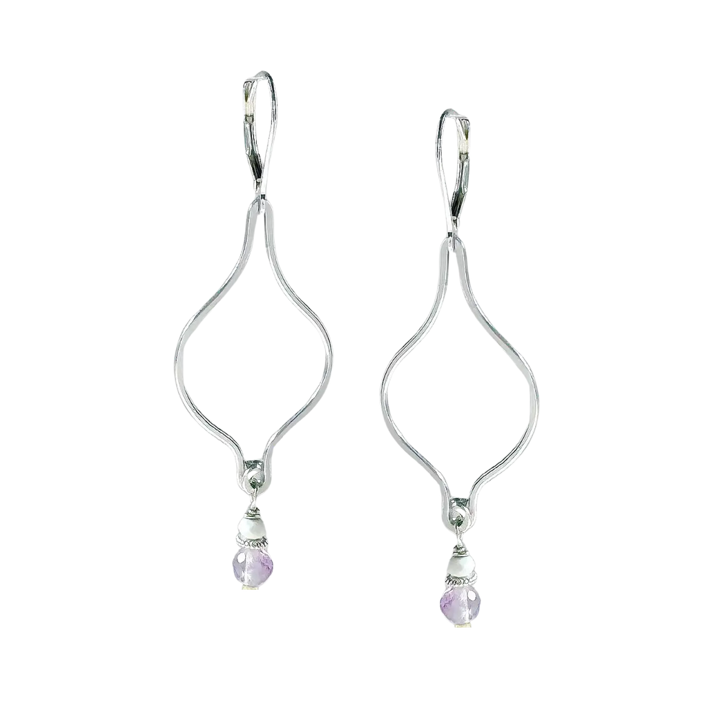 Silver Ogee Earrings - lilac + cream - Freshie & Zero Studio Shop