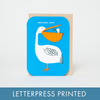 Baby Congrats Pelican Welcome Letterpress Greeting Card by Egg Press: Paper tab - Freshie & Zero Studio Shop