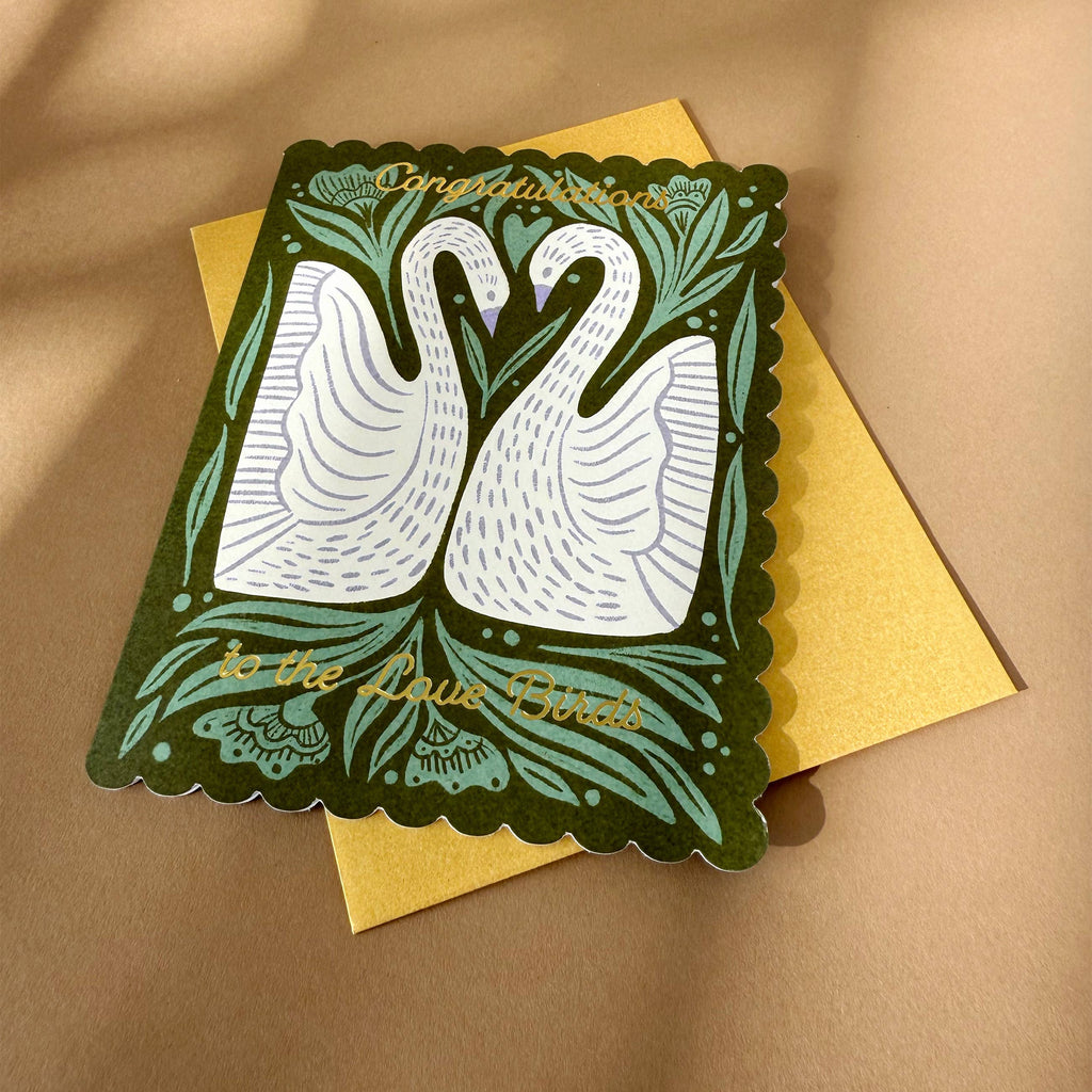 Wedding Folk Swans Card - Freshie & Zero Studio Shop