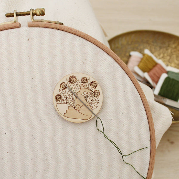 Magnetic Wooden Needle Minder: Wood Fox - Freshie & Zero Studio Shop