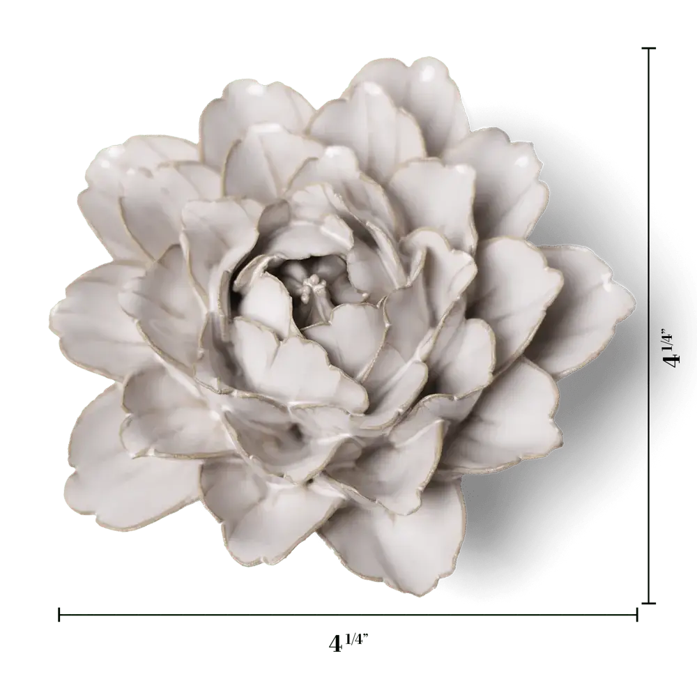 Ceramic Wall Flower: 5" Ivory Peony - Freshie & Zero Studio Shop
