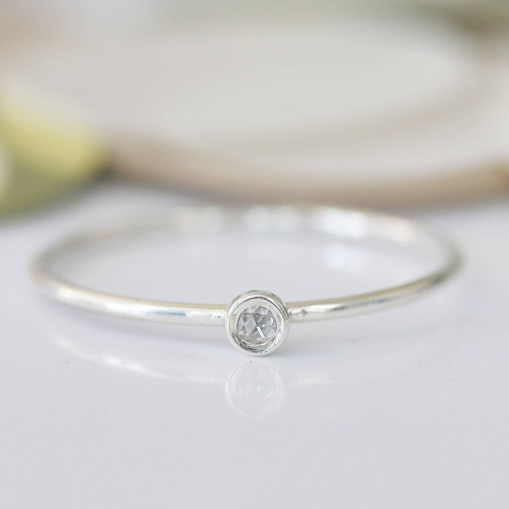 Silver Rose Cut Diamond Fleck Ring by Christina Kober - Freshie & Zero Studio Shop
