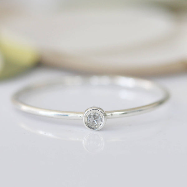 Silver Rose Cut Diamond Fleck Ring by Christina Kober - Freshie & Zero Studio Shop