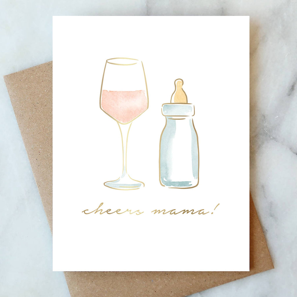 Cheers Mama! New Baby Greeting Card - Freshie & Zero Studio Shop