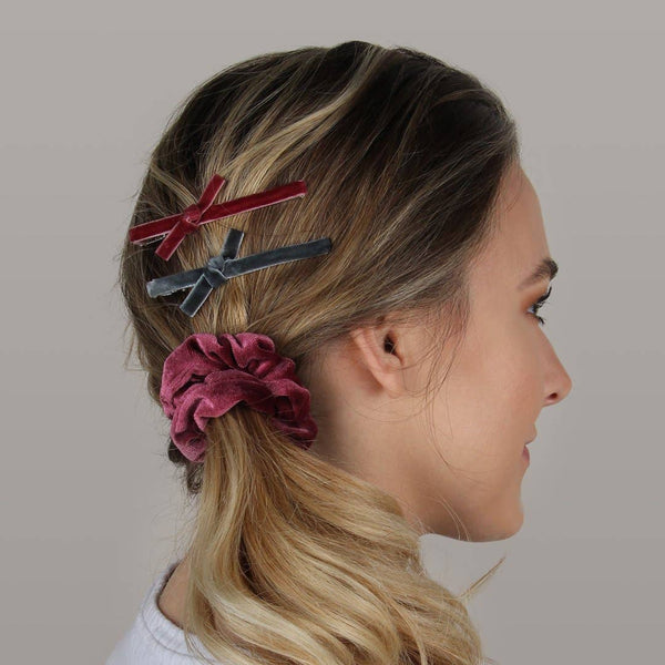 Dark Rose Shadow Velvet Covered Alligator Clips - Freshie & Zero Studio Shop